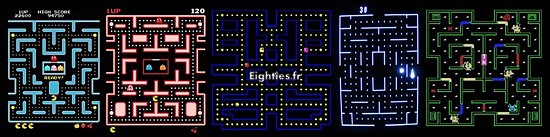 Frise comparatif jeux vidéo pacman années 80